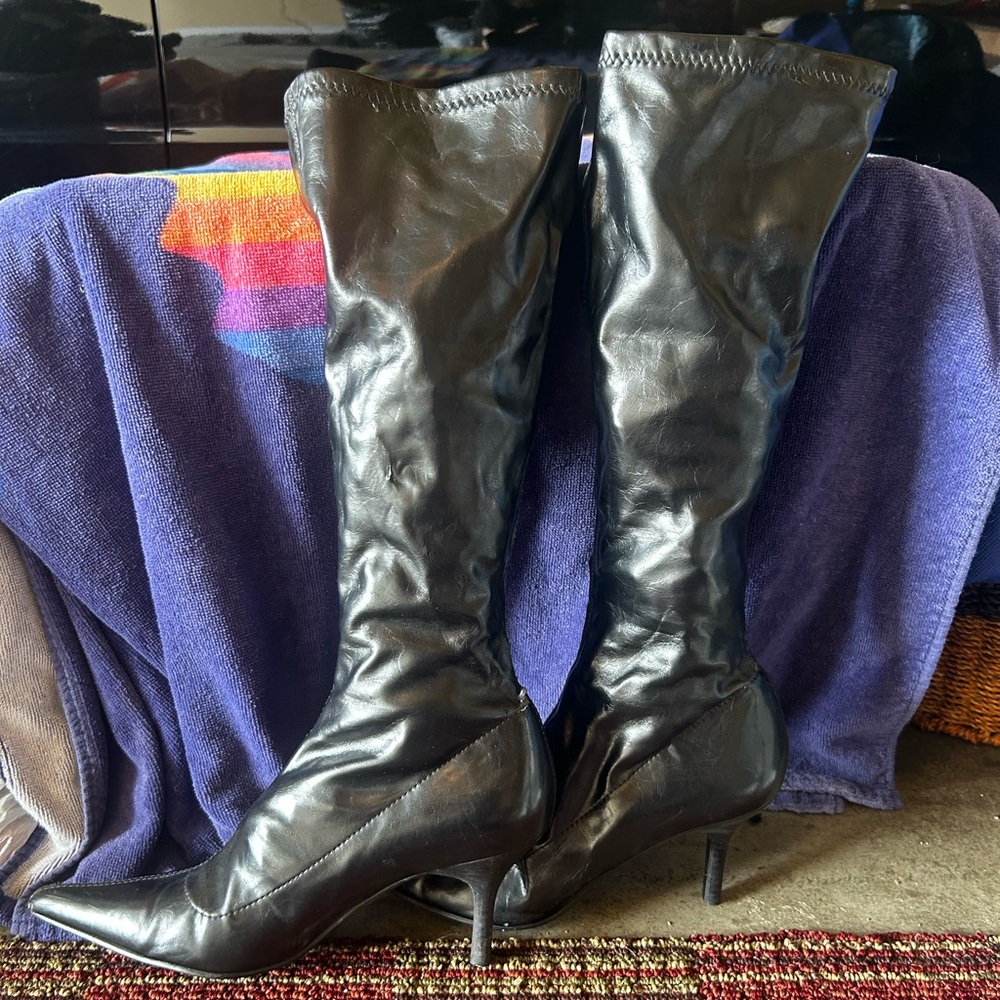 Steve Madden Black Leather Knee High Boots
